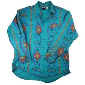 Vintage Wrangler Pastel Southwestern Print Brushpopper Button Up Shirt